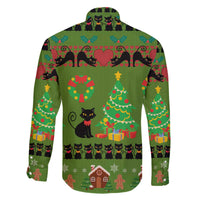 Love Black Cat Christmas Family Matching Off The Shoulder Long Sleeve Dress and Hawaiian Shirt Xmas Holiday Patterns - Wonder Print Shop
