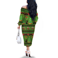 Love Black Cat Christmas Family Matching Off The Shoulder Long Sleeve Dress and Hawaiian Shirt Xmas Holiday Patterns - Wonder Print Shop