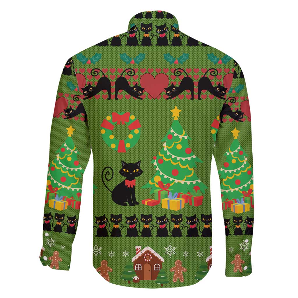 Love Black Cat Christmas Family Matching Off Shoulder Maxi Dress and Hawaiian Shirt Xmas Holiday Patterns - Wonder Print Shop