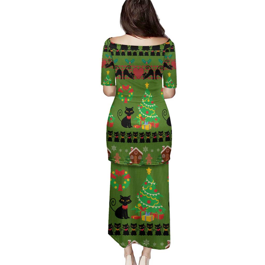 Love Black Cat Christmas Family Matching Puletasi and Hawaiian Shirt Xmas Holiday Patterns - Wonder Print Shop