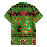 Love Black Cat Christmas Family Matching Short Sleeve Bodycon Dress and Hawaiian Shirt Xmas Holiday Patterns - Wonder Print Shop