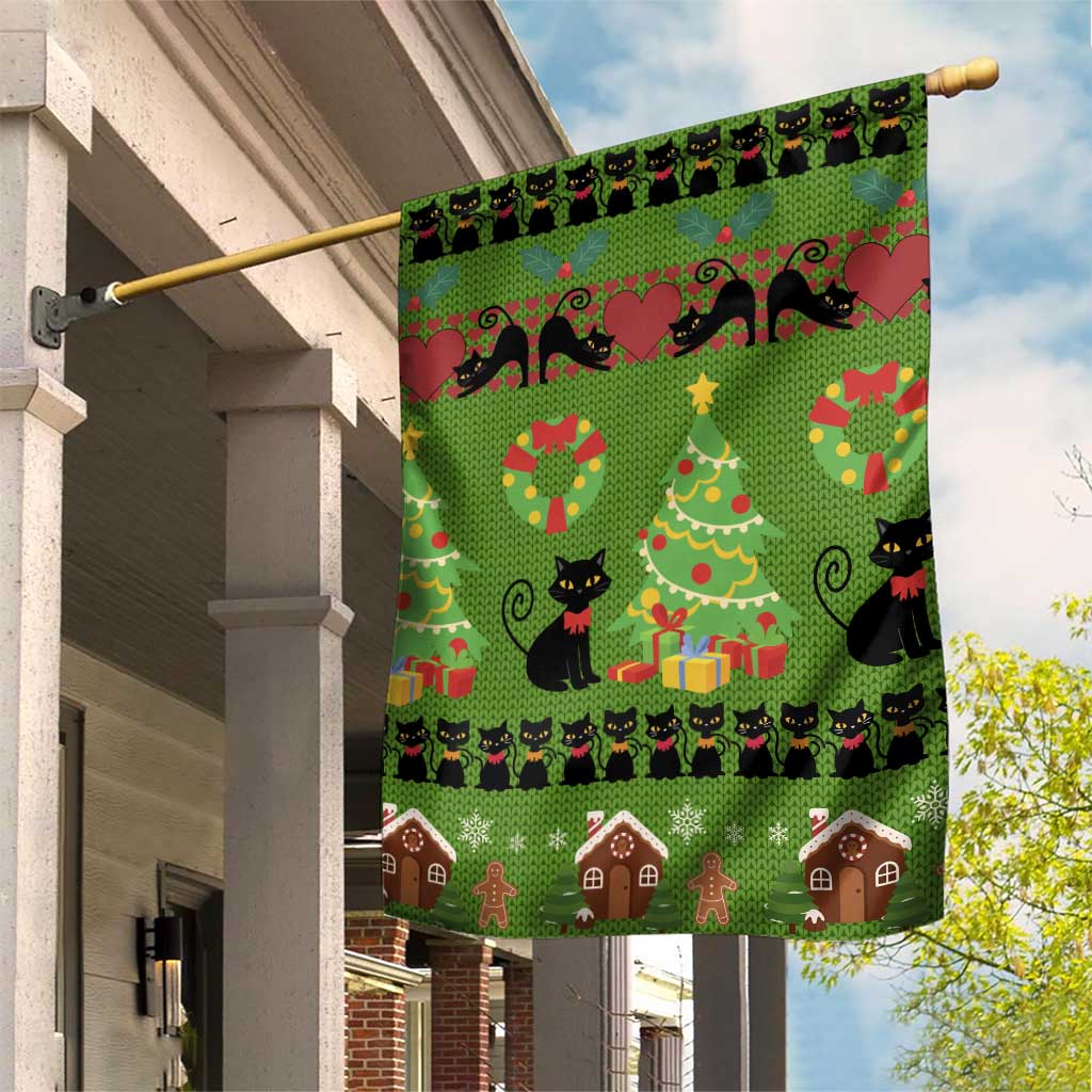 Love Black Cat Christmas Garden Flag Xmas Holiday Patterns - Wonder Print Shop