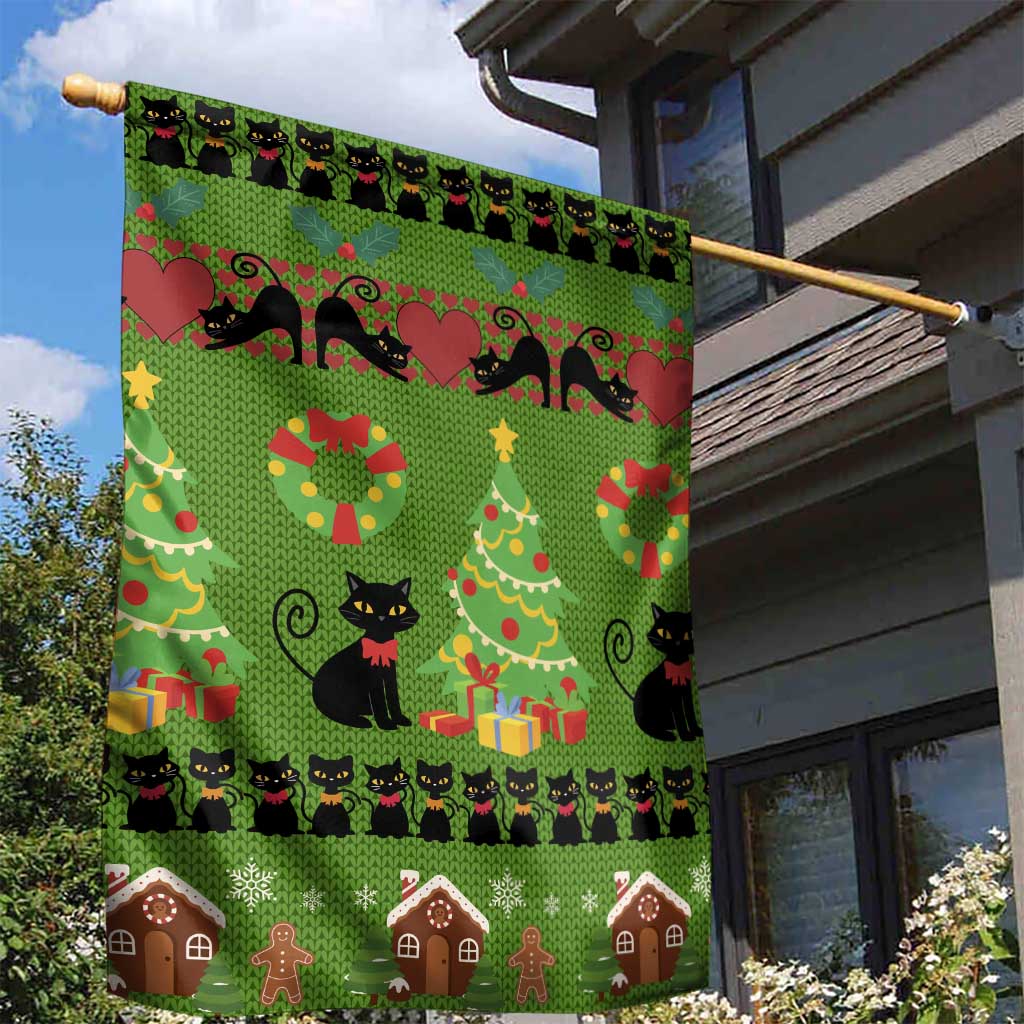 Love Black Cat Christmas Garden Flag Xmas Holiday Patterns - Wonder Print Shop