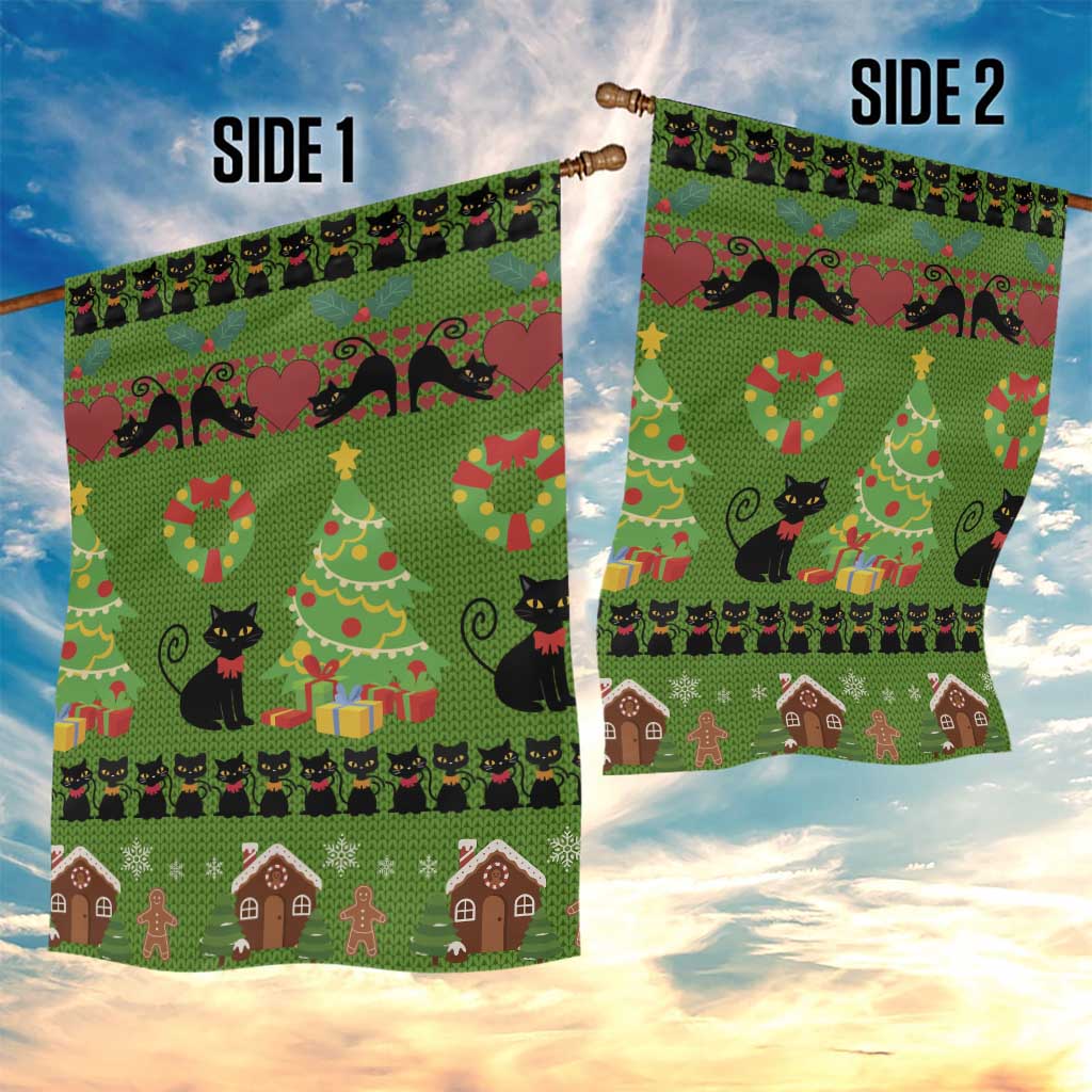 Love Black Cat Christmas Garden Flag Xmas Holiday Patterns - Wonder Print Shop