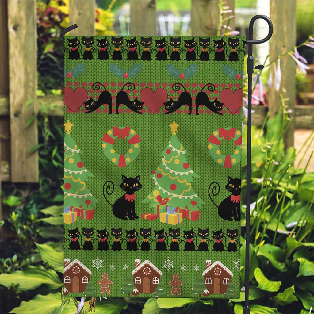 Love Black Cat Christmas Garden Flag Xmas Holiday Patterns - Wonder Print Shop