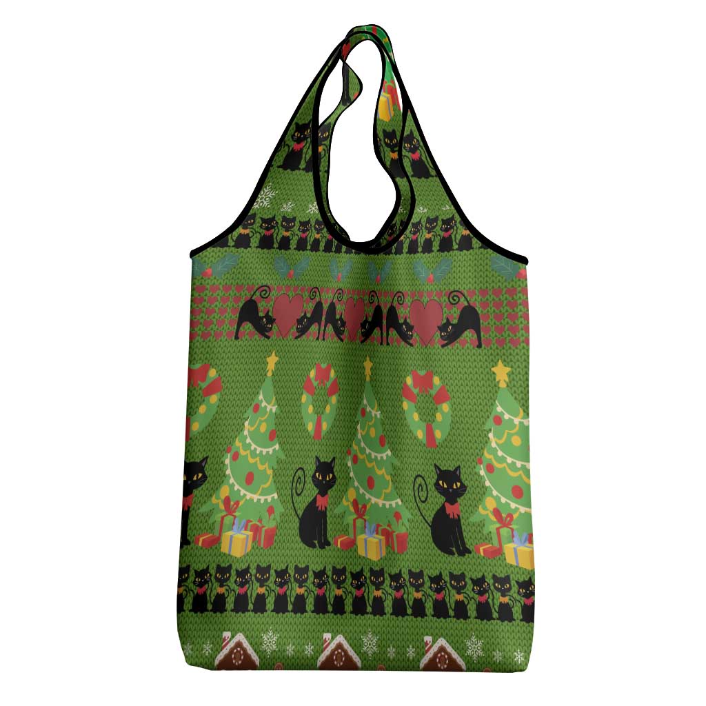 Love Black Cat Christmas Grocery Bag Xmas Holiday Patterns - Wonder Print Shop