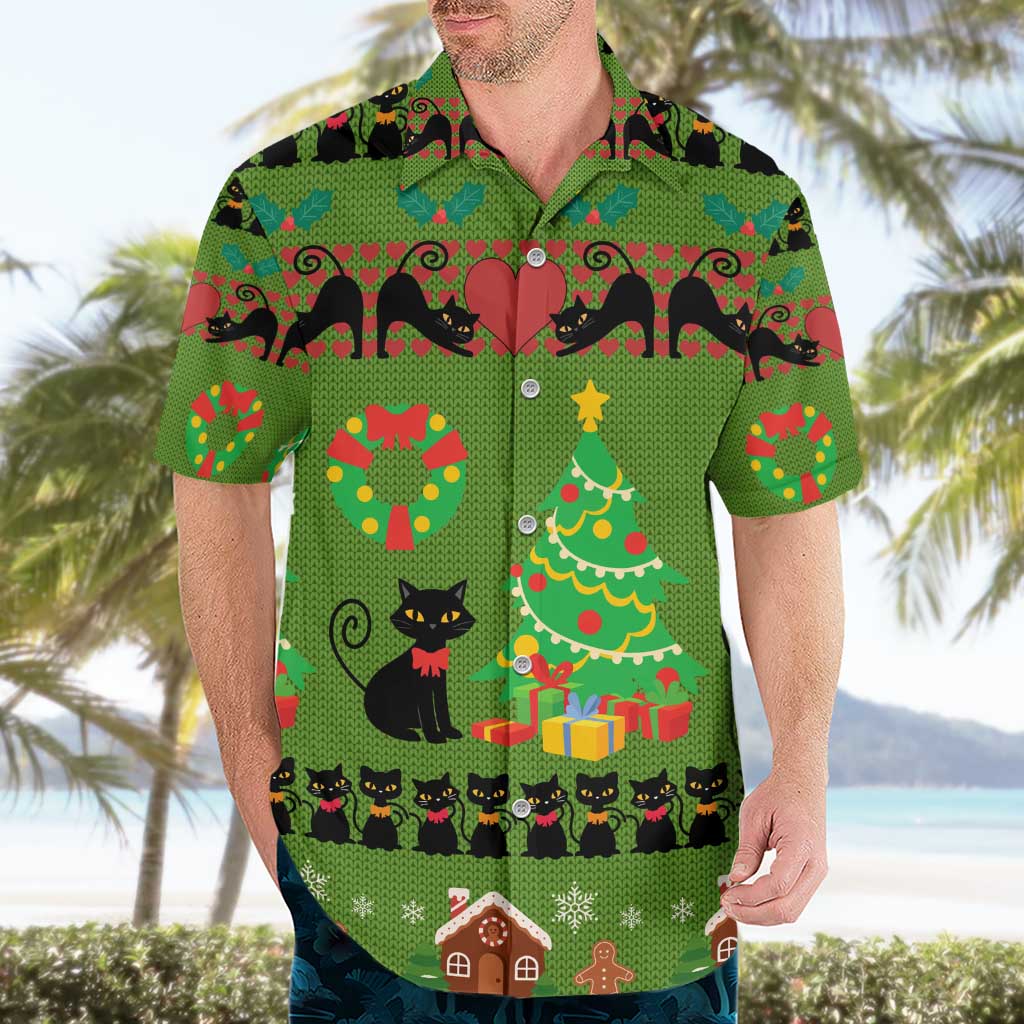 Love Black Cat Christmas Hawaiian Shirt Xmas Holiday Patterns - Wonder Print Shop