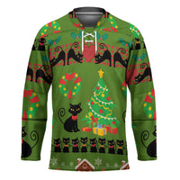 Love Black Cat Christmas Hockey Jersey Xmas Holiday Patterns - Wonder Print Shop