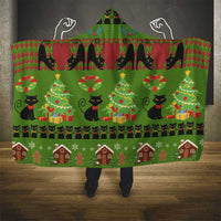 Love Black Cat Christmas Hooded Blanket Xmas Holiday Patterns - Wonder Print Shop