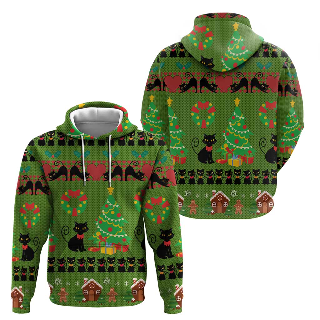 Love Black Cat Christmas Hoodie Xmas Holiday Patterns - Wonder Print Shop