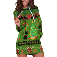 Love Black Cat Christmas Hoodie Dress Xmas Holiday Patterns - Wonder Print Shop