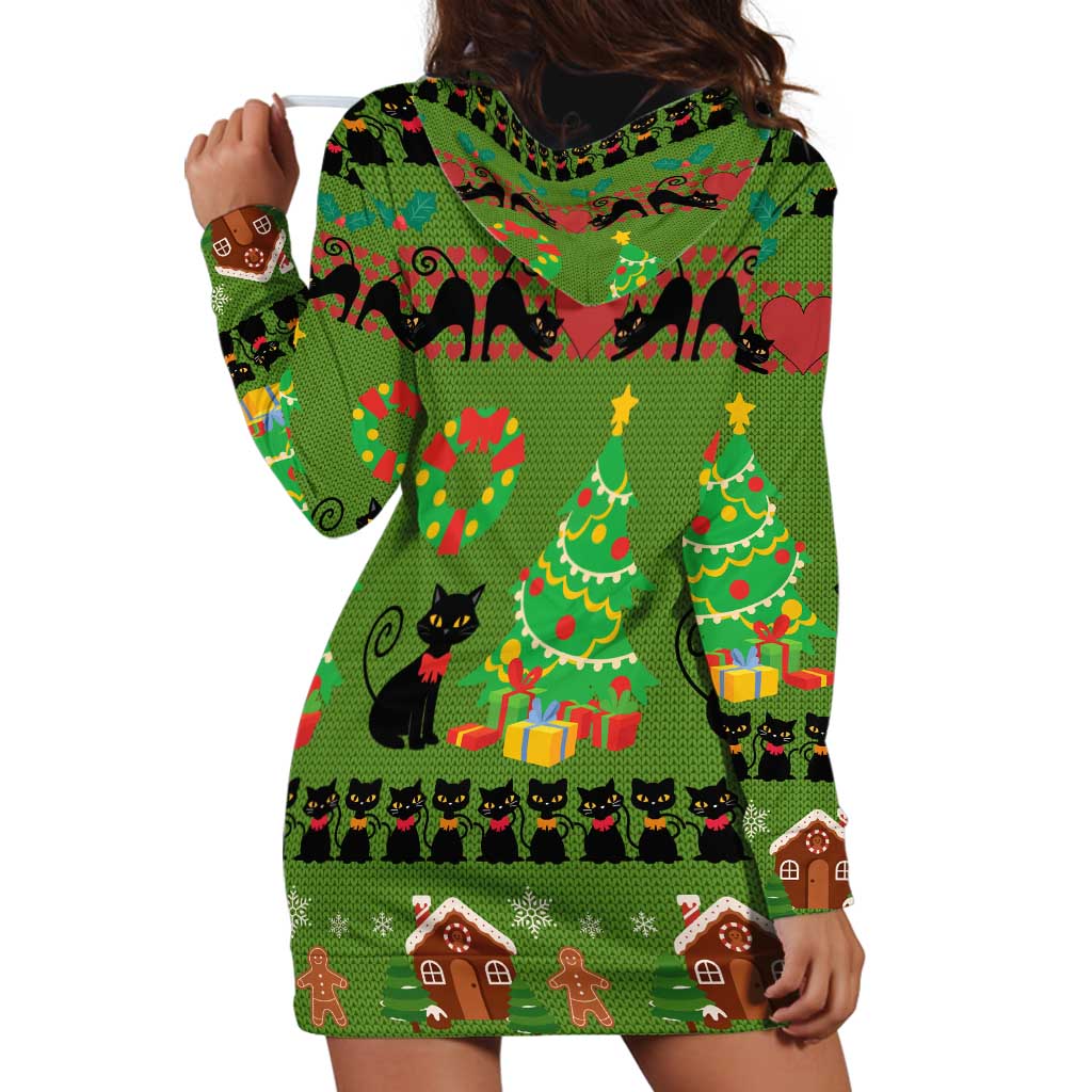 Love Black Cat Christmas Hoodie Dress Xmas Holiday Patterns - Wonder Print Shop