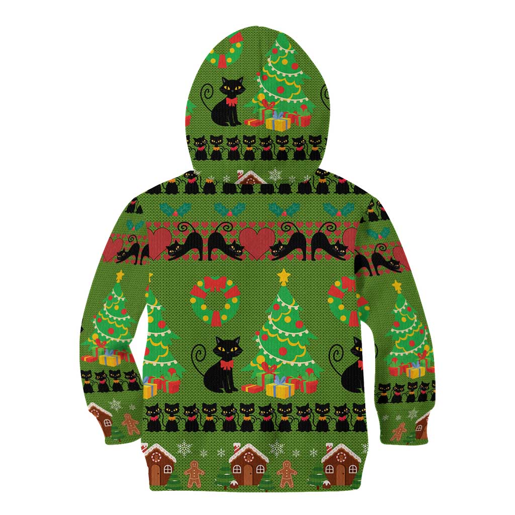 Love Black Cat Christmas Kid Hoodie Xmas Holiday Patterns - Wonder Print Shop