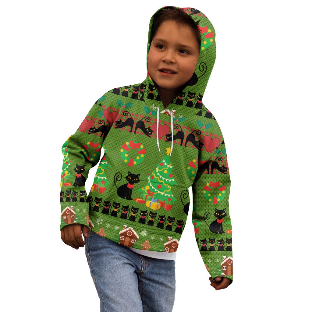 Love Black Cat Christmas Kid Hoodie Xmas Holiday Patterns - Wonder Print Shop