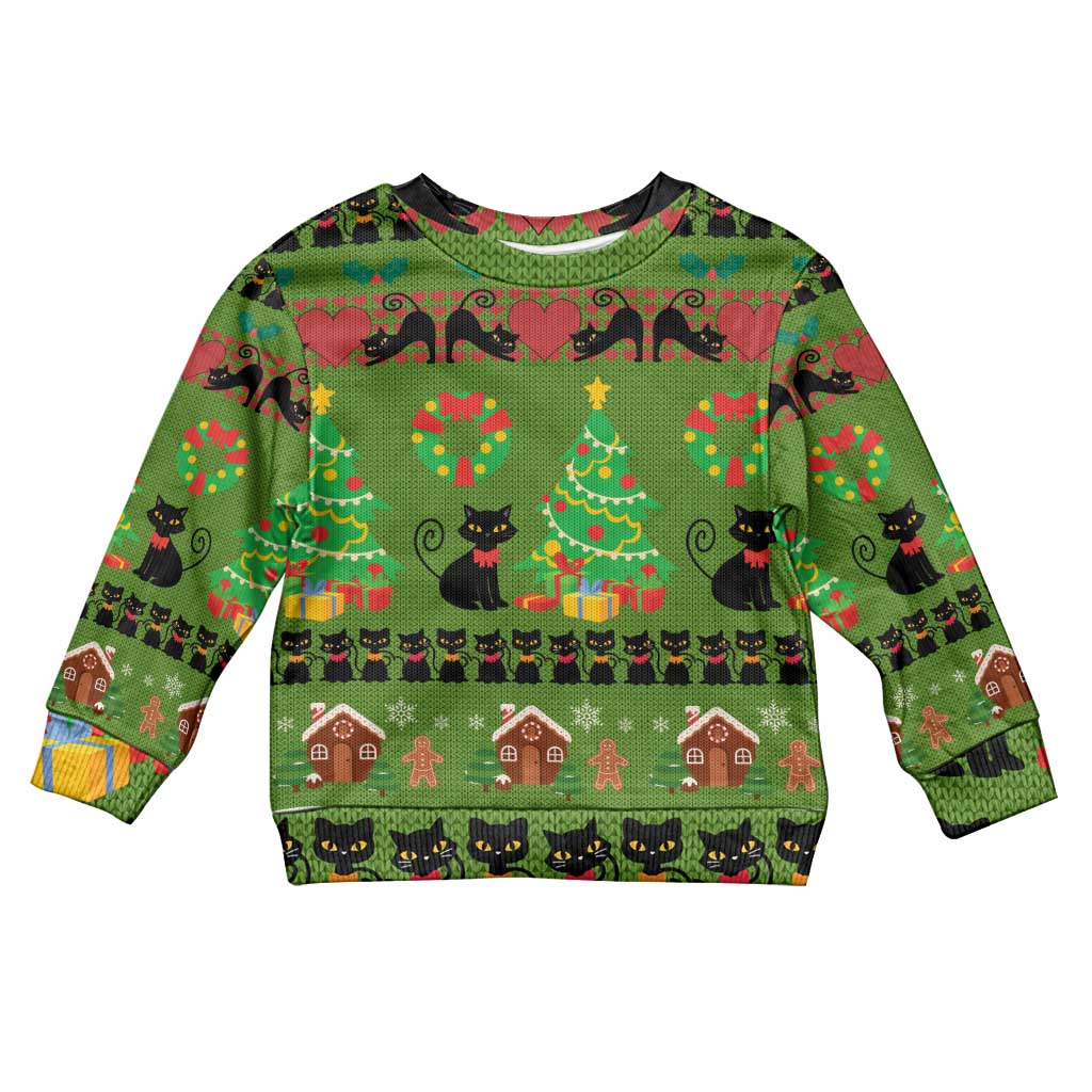 Love Black Cat Christmas Kid Ugly Christmas Sweater Xmas Holiday Patterns - Wonder Print Shop