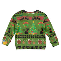 Love Black Cat Christmas Kid Ugly Christmas Sweater Xmas Holiday Patterns - Wonder Print Shop