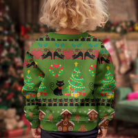 Love Black Cat Christmas Kid Ugly Christmas Sweater Xmas Holiday Patterns - Wonder Print Shop