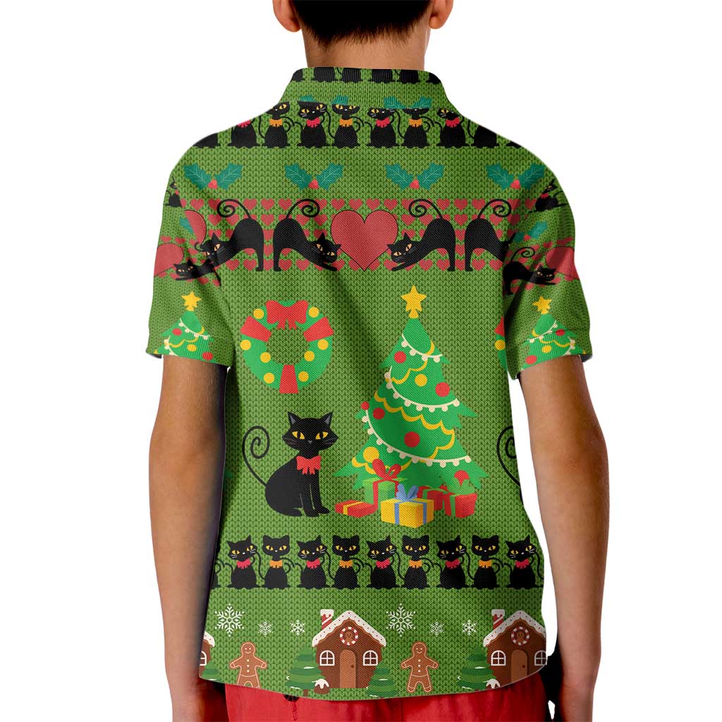 Love Black Cat Christmas Kid Polo Shirt Xmas Holiday Patterns - Wonder Print Shop