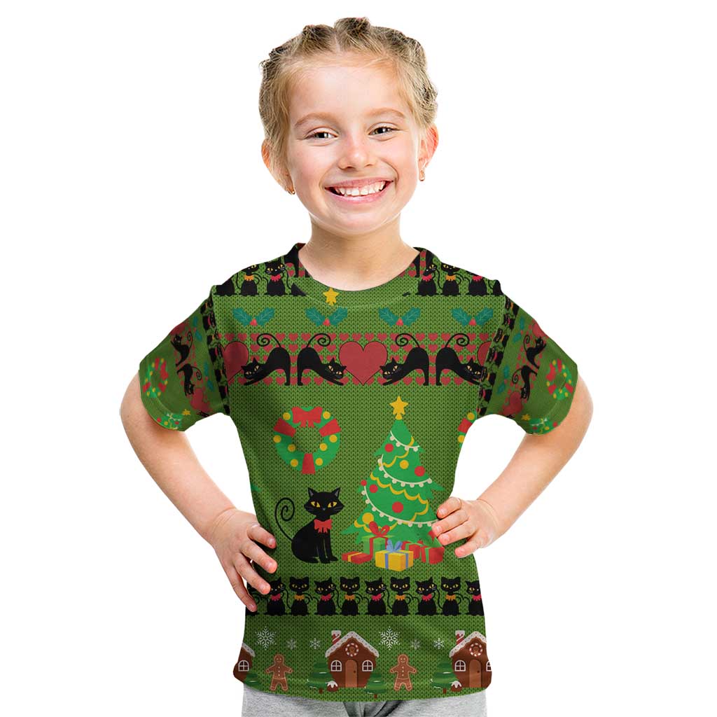 Love Black Cat Christmas Kid T Shirt Xmas Holiday Patterns - Wonder Print Shop
