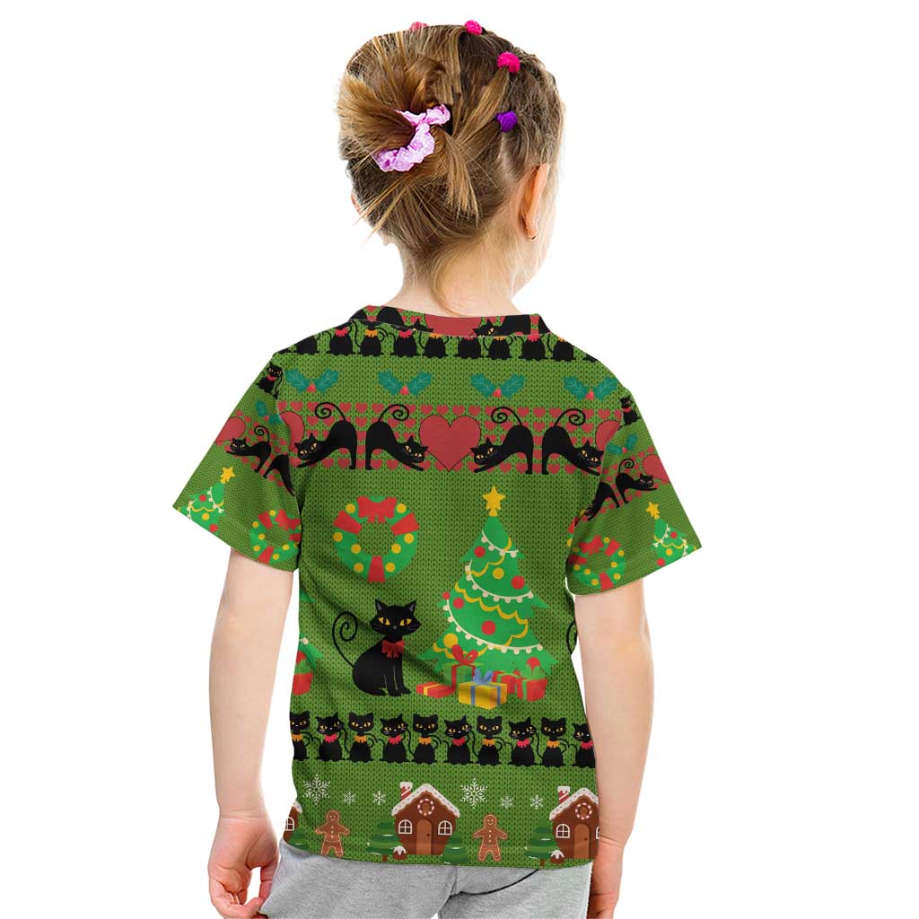 Love Black Cat Christmas Kid T Shirt Xmas Holiday Patterns - Wonder Print Shop