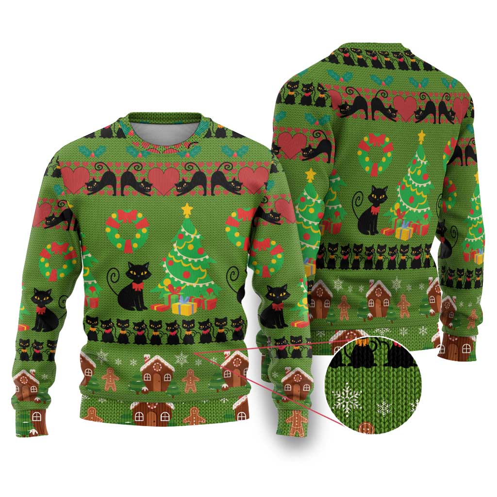 Love Black Cat Christmas Ugly Christmas Sweater Xmas Holiday Patterns - Wonder Print Shop