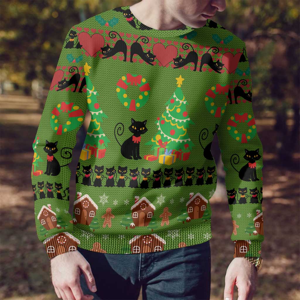 Love Black Cat Christmas Ugly Christmas Sweater Xmas Holiday Patterns - Wonder Print Shop