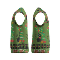 Love Black Cat Christmas Knitted V-Neck Vest Xmas Holiday Patterns - Wonder Print Shop