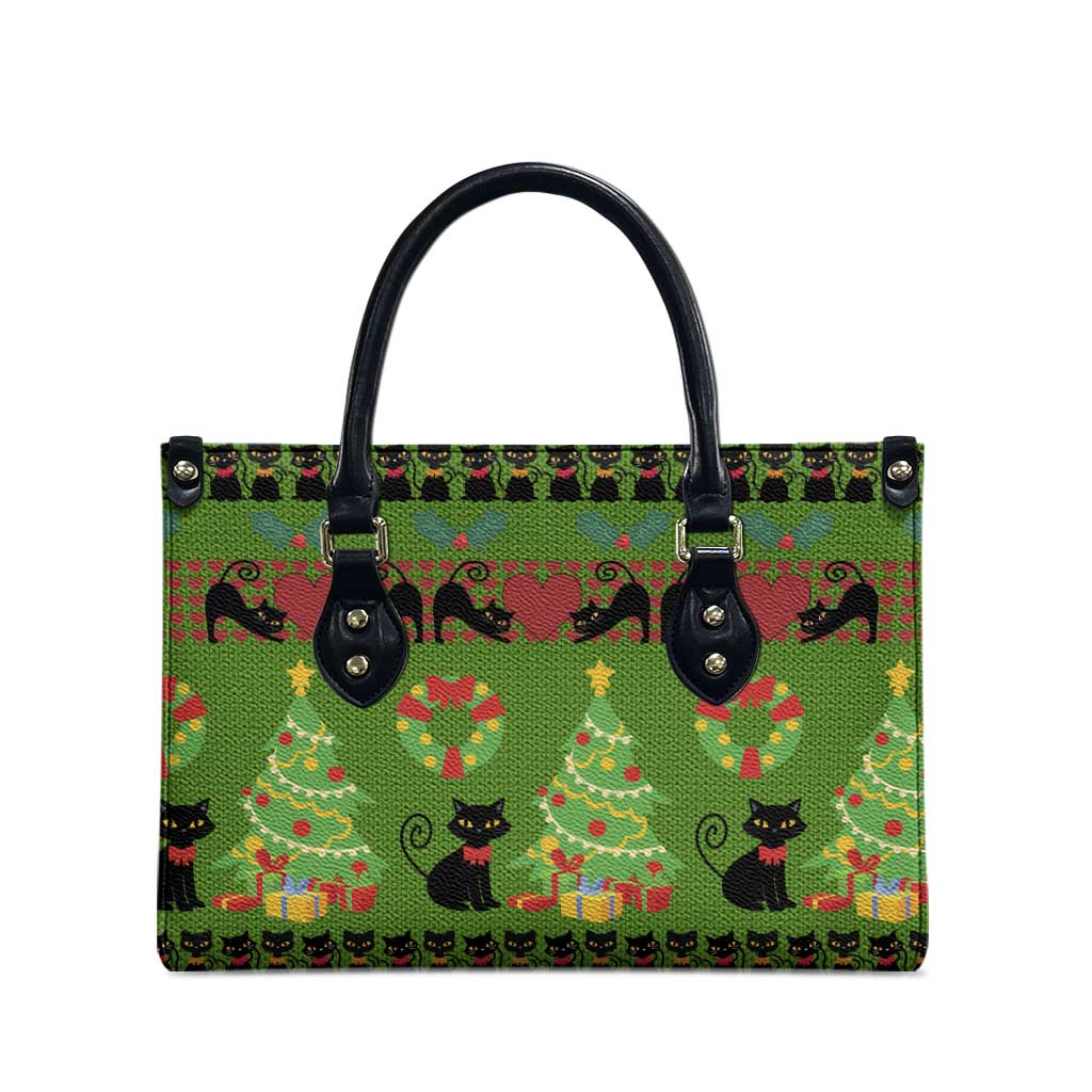 Love Black Cat Christmas Leather Bag Xmas Holiday Patterns - Wonder Print Shop