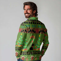 Love Black Cat Christmas Long Sleeve Polo Shirt Xmas Holiday Patterns - Wonder Print Shop