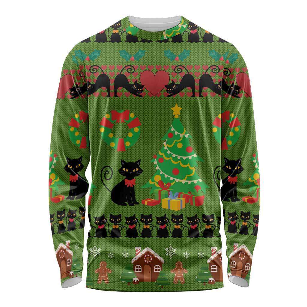 Love Black Cat Christmas Long Sleeve Shirt Xmas Holiday Patterns - Wonder Print Shop