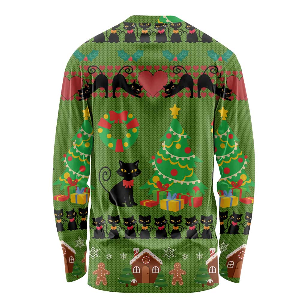 Love Black Cat Christmas Long Sleeve Shirt Xmas Holiday Patterns - Wonder Print Shop