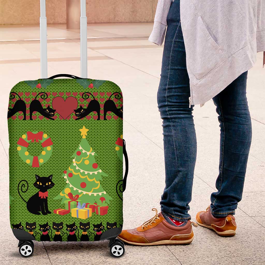 Love Black Cat Christmas Luggage Cover Xmas Holiday Patterns - Wonder Print Shop