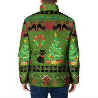 Love Black Cat Christmas Padded Jacket Xmas Holiday Patterns - Wonder Print Shop
