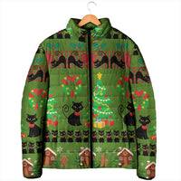 Love Black Cat Christmas Padded Jacket Xmas Holiday Patterns - Wonder Print Shop