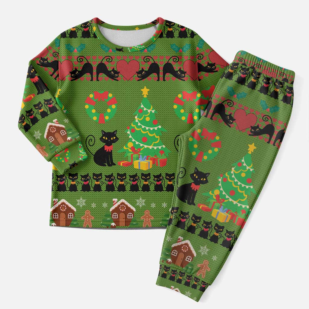 Love Black Cat Christmas Pajama Set Xmas Holiday Patterns - Wonder Print Shop