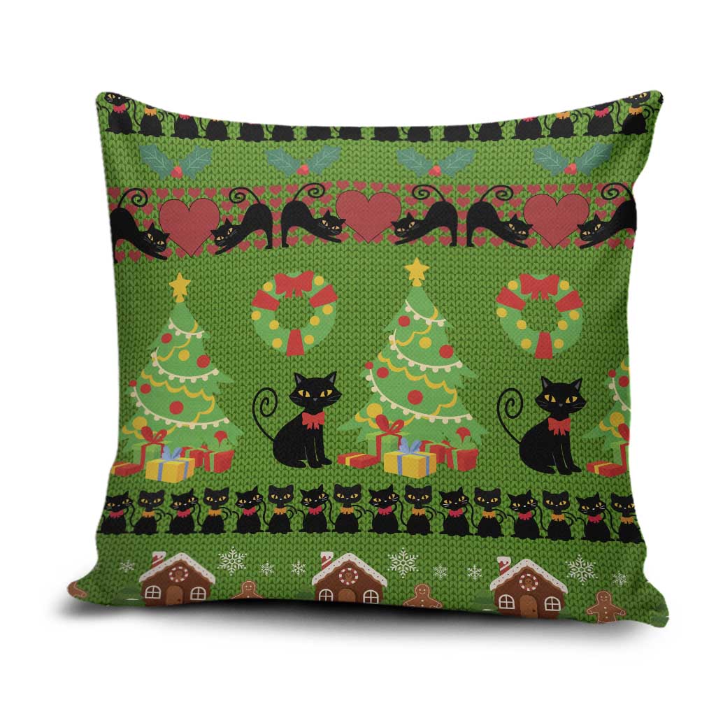 Love Black Cat Christmas Pillow Cover Xmas Holiday Patterns - Wonder Print Shop