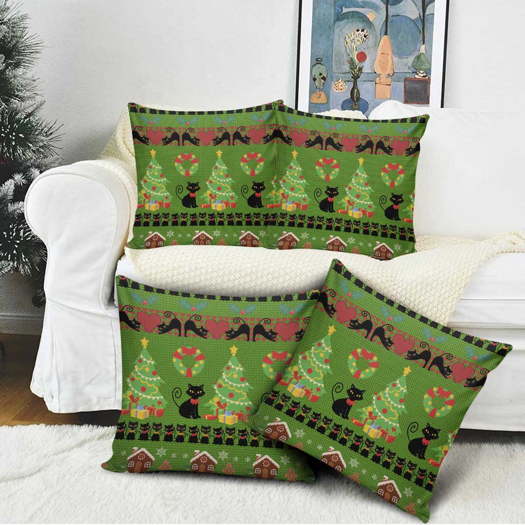 Love Black Cat Christmas Pillow Cover Xmas Holiday Patterns - Wonder Print Shop