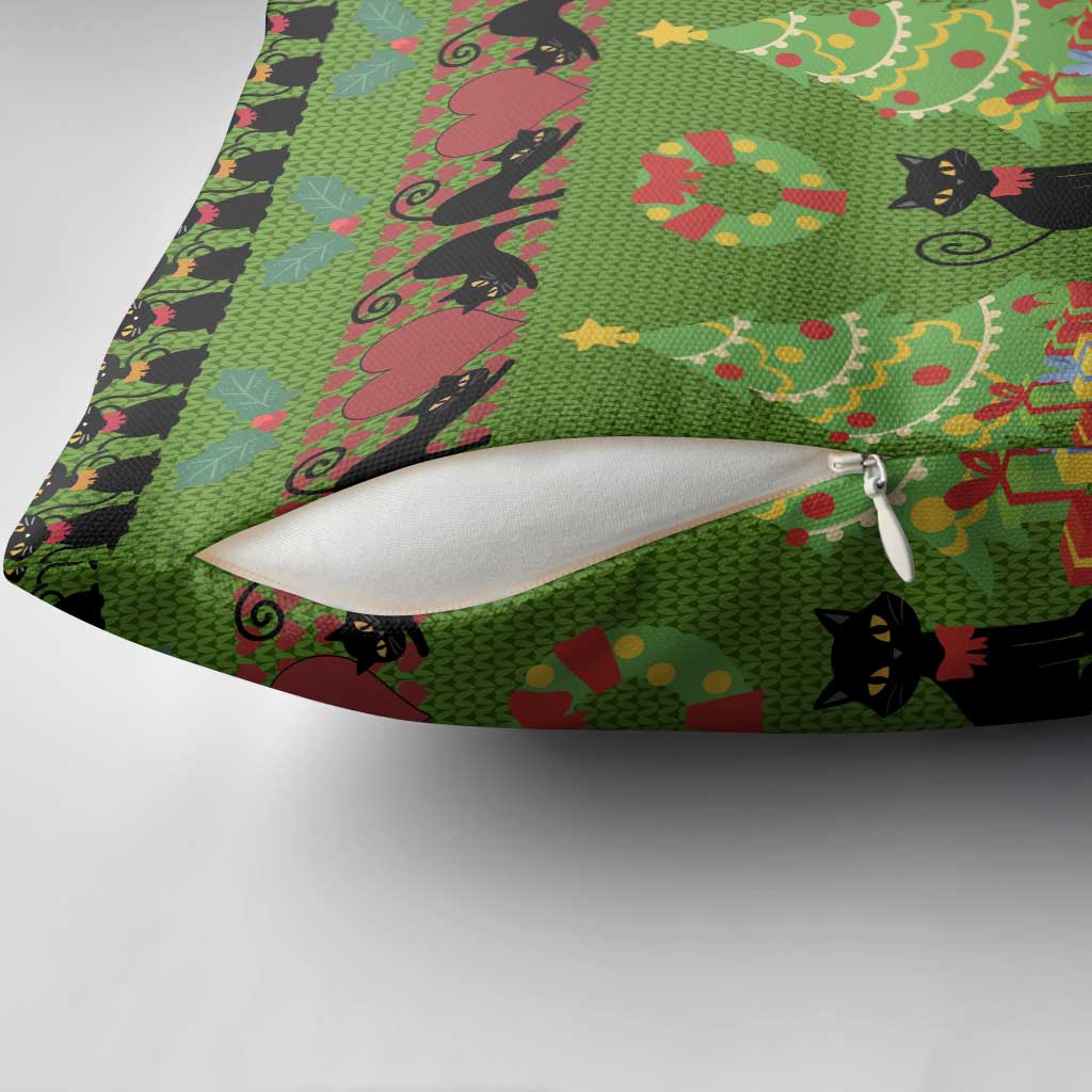 Love Black Cat Christmas Pillow Cover Xmas Holiday Patterns - Wonder Print Shop