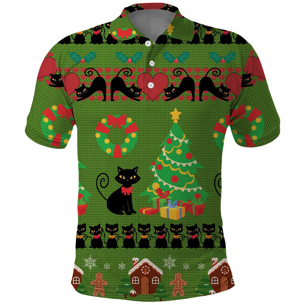 Love Black Cat Christmas Polo Shirt Xmas Holiday Patterns - Wonder Print Shop