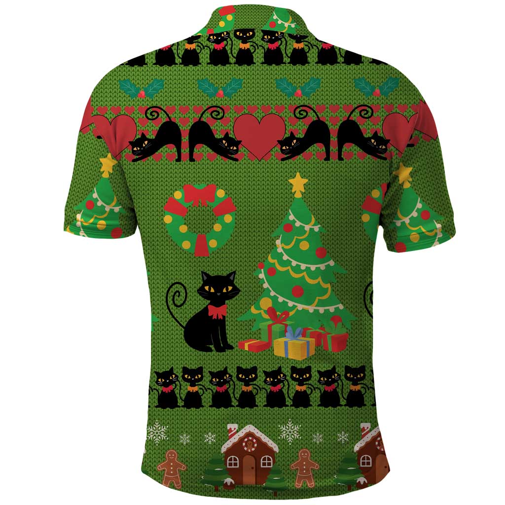 Love Black Cat Christmas Polo Shirt Xmas Holiday Patterns - Wonder Print Shop