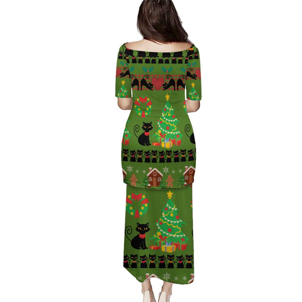 Love Black Cat Christmas Puletasi Xmas Holiday Patterns - Wonder Print Shop