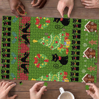 Love Black Cat Christmas Puzzle Xmas Holiday Patterns - Wonder Print Shop