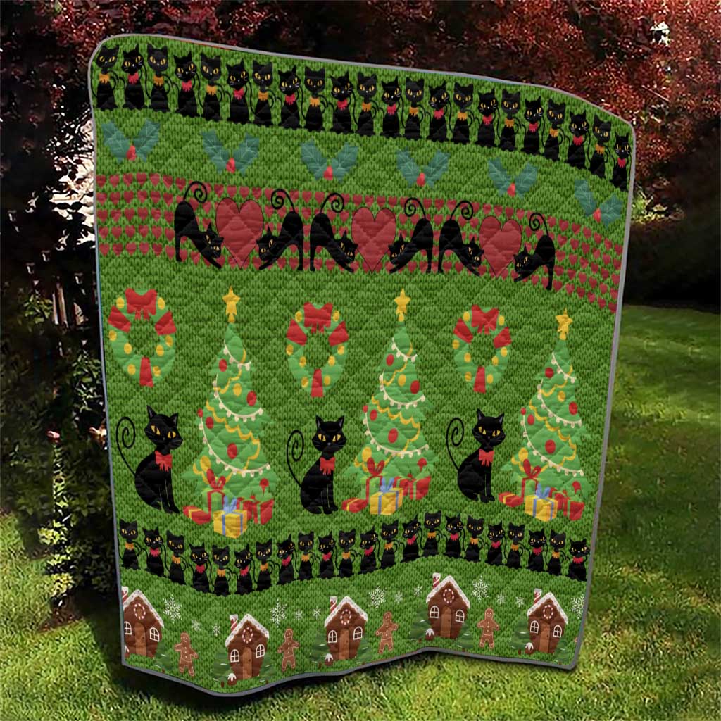Love Black Cat Christmas Quilt Xmas Holiday Patterns - Wonder Print Shop