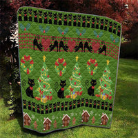 Love Black Cat Christmas Quilt Xmas Holiday Patterns - Wonder Print Shop