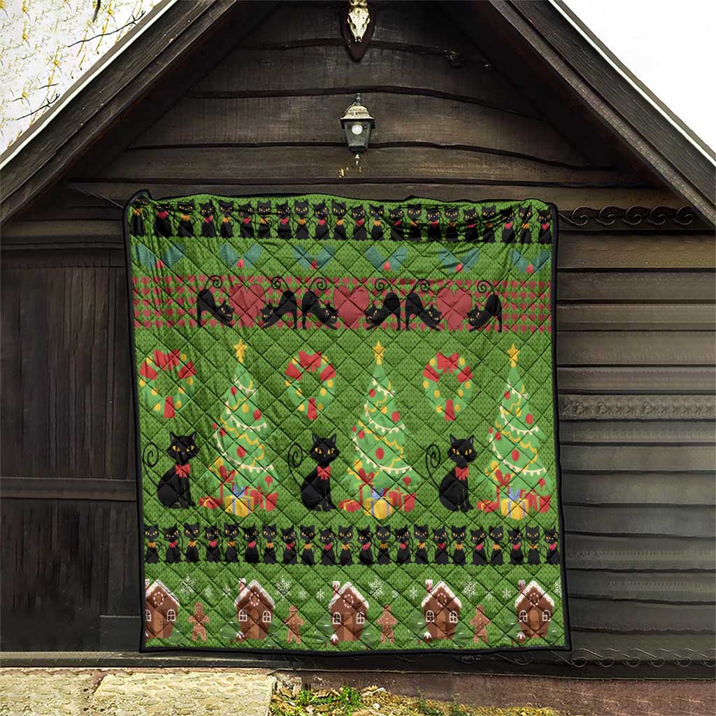 Love Black Cat Christmas Quilt Xmas Holiday Patterns - Wonder Print Shop