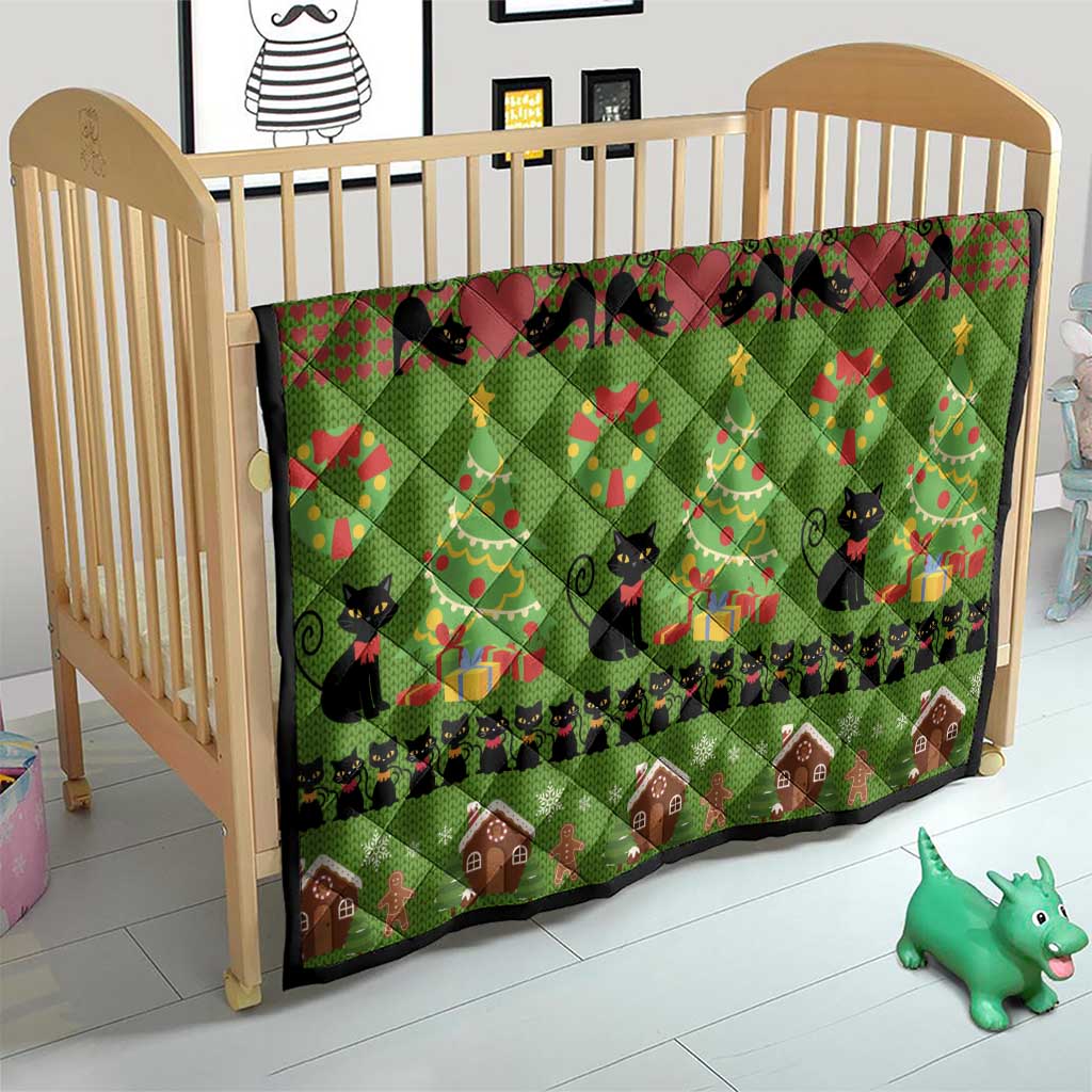 Love Black Cat Christmas Quilt Xmas Holiday Patterns - Wonder Print Shop