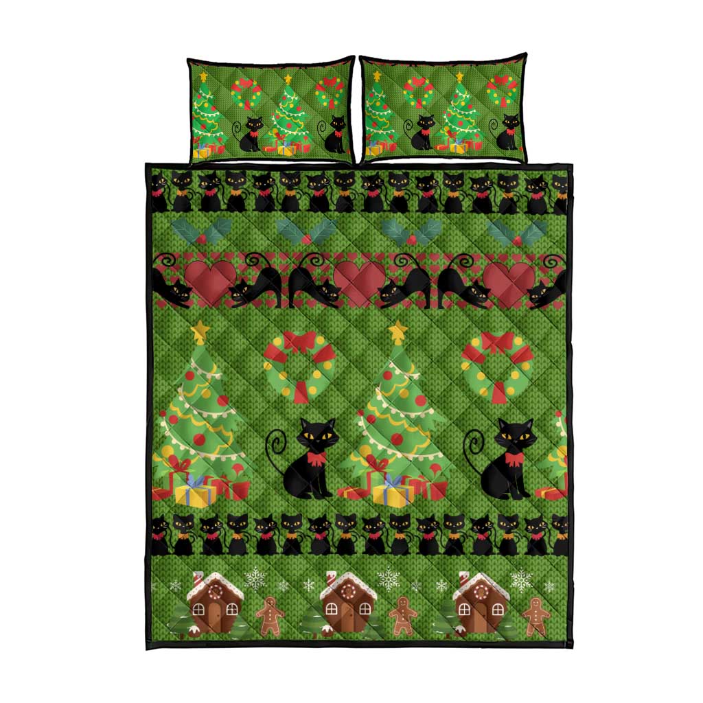 Love Black Cat Christmas Quilt Bed Set Xmas Holiday Patterns - Wonder Print Shop