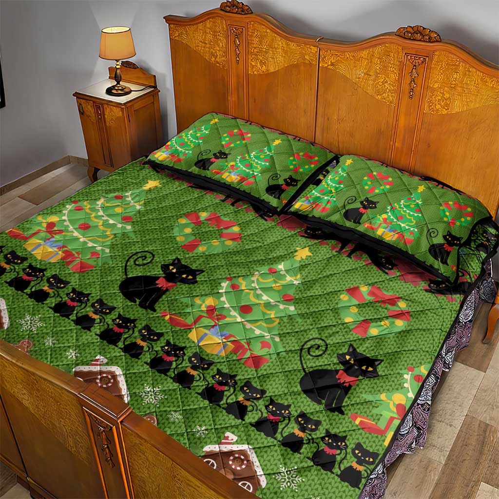 Love Black Cat Christmas Quilt Bed Set Xmas Holiday Patterns - Wonder Print Shop