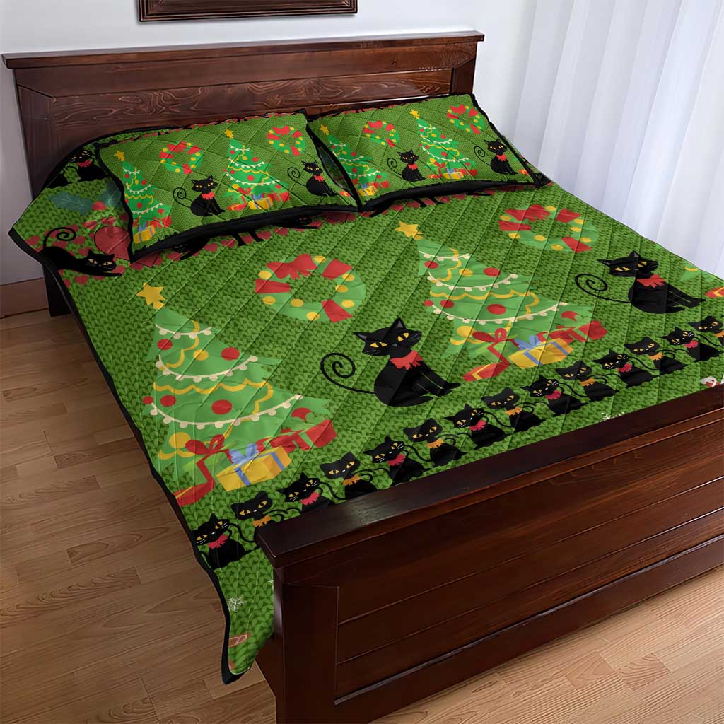Love Black Cat Christmas Quilt Bed Set Xmas Holiday Patterns - Wonder Print Shop