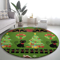 Love Black Cat Christmas Round Carpet Xmas Holiday Patterns - Wonder Print Shop